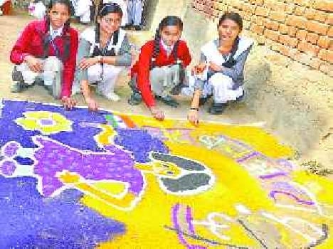 Rangoli made ??by students